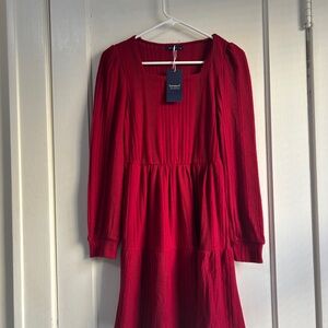 NWT! Women’s Sampeel Long Sleeve Dress in Bold Red - Size Small